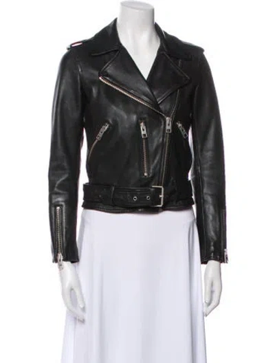 Pre-owned Allsaints Leather Biker Jacket In Black
