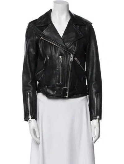 Pre-owned Allsaints Leather Biker Jacket In Black