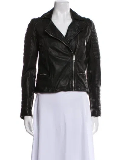 Pre-owned Allsaints Leather Biker Jacket In Black