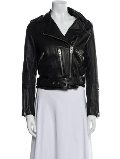 Pre-owned Allsaints Leather Biker Jacket In Black