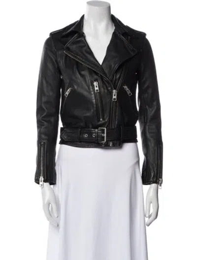 Pre-owned Allsaints Leather Biker Jacket In Black