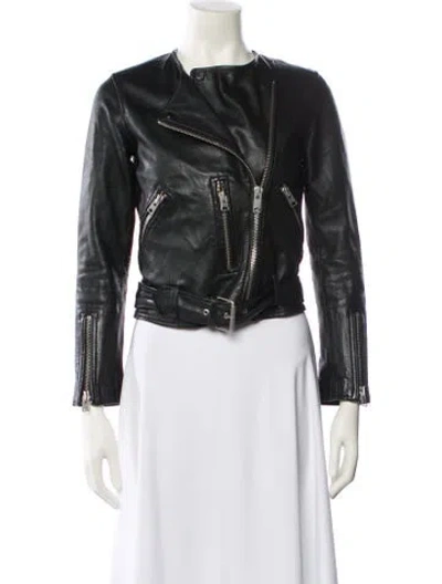 Pre-owned Allsaints Leather Biker Jacket In Black