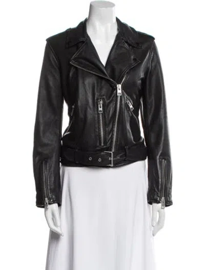 Pre-owned Allsaints Leather Biker Jacket In Black