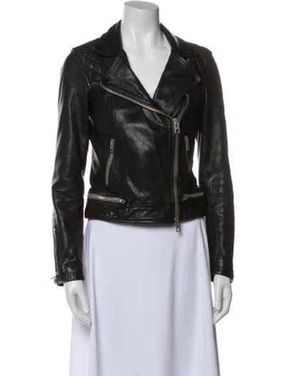 Pre-owned Allsaints Leather Biker Jacket In Black
