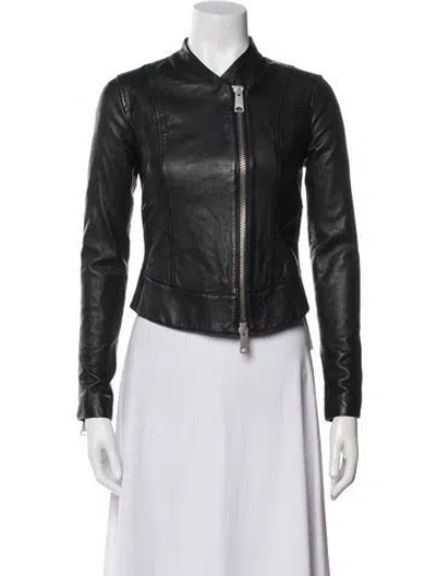 Pre-owned Allsaints Leather Biker Jacket In Black