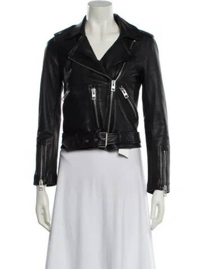 Pre-owned Allsaints Leather Biker Jacket In Black
