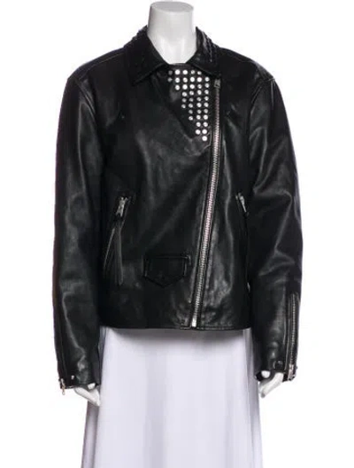 Pre-owned Allsaints Leather Biker Jacket In Black
