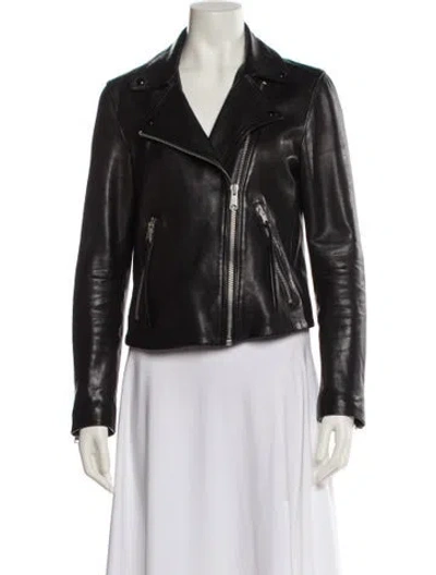 Pre-owned Allsaints Leather Biker Jacket In Black