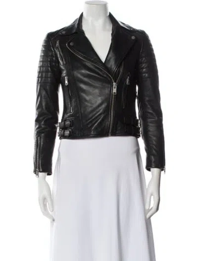 Pre-owned Allsaints Leather Biker Jacket In Black
