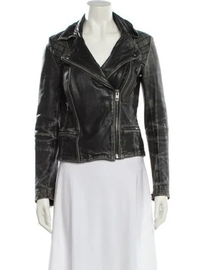 Pre-owned Allsaints Leather Biker Jacket In Black