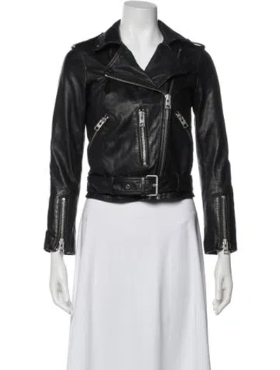 Pre-owned Allsaints Leather Biker Jacket In Black