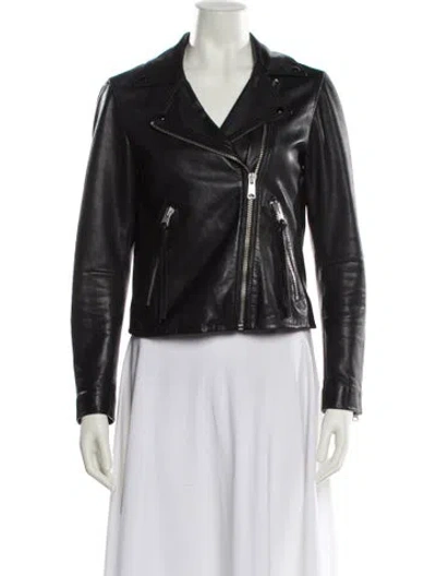 Pre-owned Allsaints Leather Biker Jacket In Black