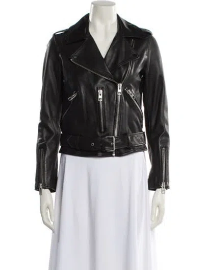 Pre-owned Allsaints Leather Biker Jacket In Black