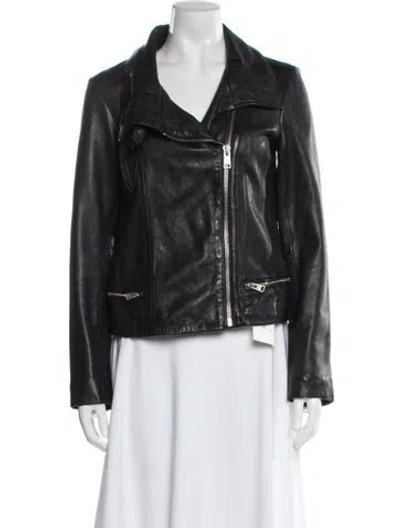 Pre-owned Allsaints Leather Biker Jacket In Black