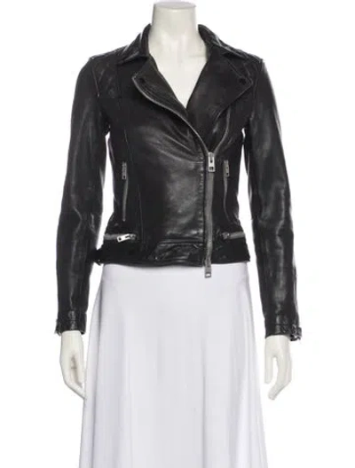 Pre-owned Allsaints Leather Biker Jacket In Black
