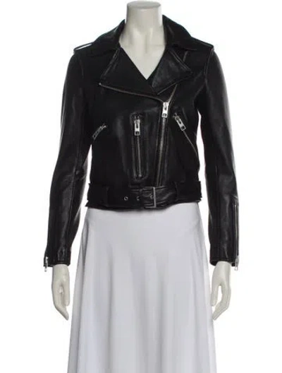 Pre-owned Allsaints Leather Biker Jacket In Black