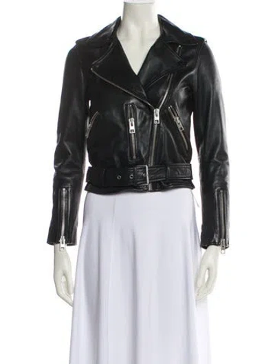 Pre-owned Allsaints Leather Biker Jacket In Black