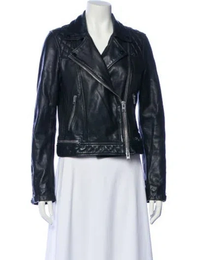 Pre-owned Allsaints Leather Biker Jacket In Black