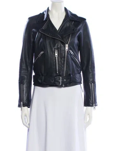 Pre-owned Allsaints Leather Biker Jacket In Black