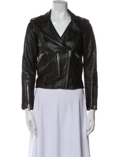 Pre-owned Allsaints Leather Biker Jacket In Black