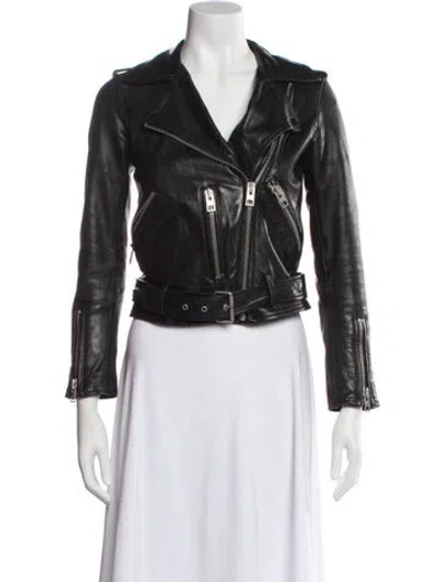 Pre-owned Allsaints Leather Biker Jacket In Black