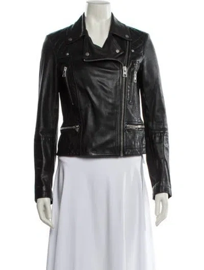 Pre-owned Allsaints Leather Biker Jacket In Black