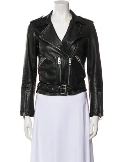 Pre-owned Allsaints Leather Biker Jacket In Black