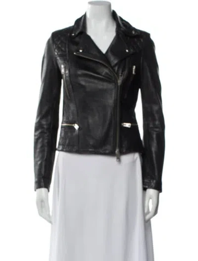 Pre-owned Allsaints Leather Biker Jacket In Black