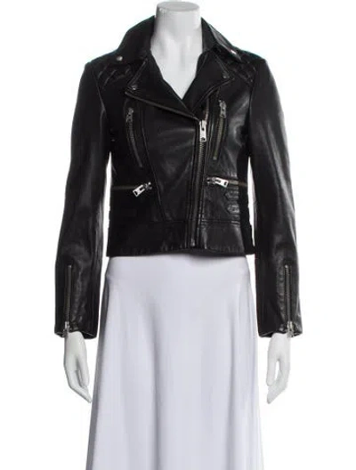 Pre-owned Allsaints Leather Biker Jacket In Black