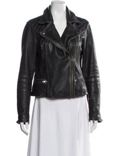 Pre-owned Allsaints Leather Biker Jacket In Black