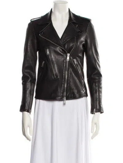 Pre-owned Allsaints Leather Biker Jacket In Black
