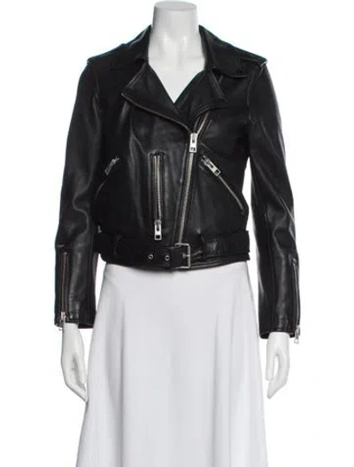 Pre-owned Allsaints Leather Biker Jacket In Black