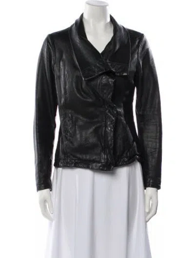 Pre-owned Allsaints Leather Biker Jacket In Black