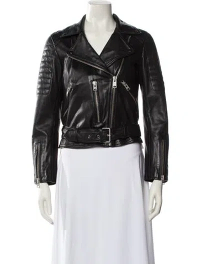 Pre-owned Allsaints Leather Biker Jacket In Black