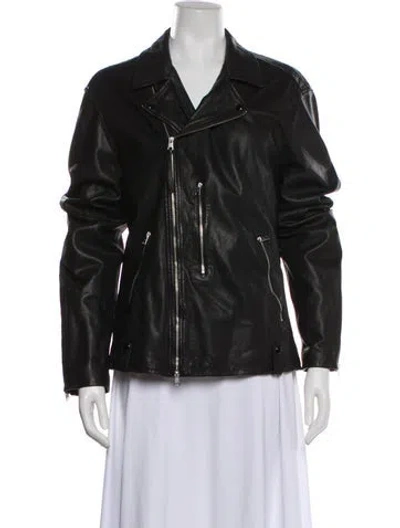 Pre-owned Allsaints Leather Biker Jacket In Black