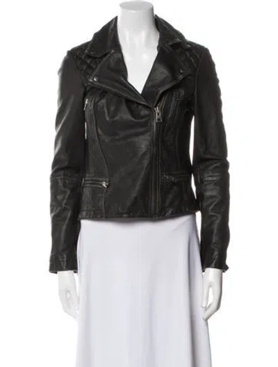 Pre-owned Allsaints Leather Biker Jacket In Black