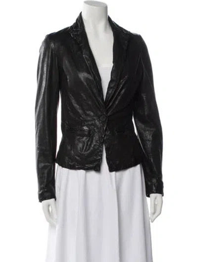 Pre-owned Allsaints Leather Biker Jacket In Black