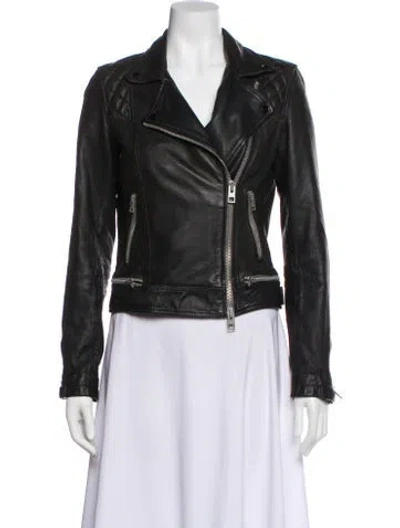Pre-owned Allsaints Leather Biker Jacket In Black