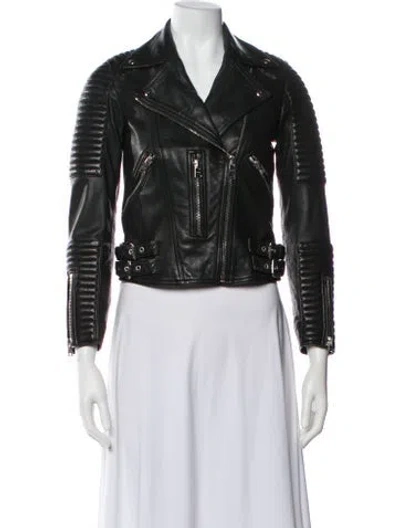 Pre-owned Allsaints Leather Biker Jacket In Black