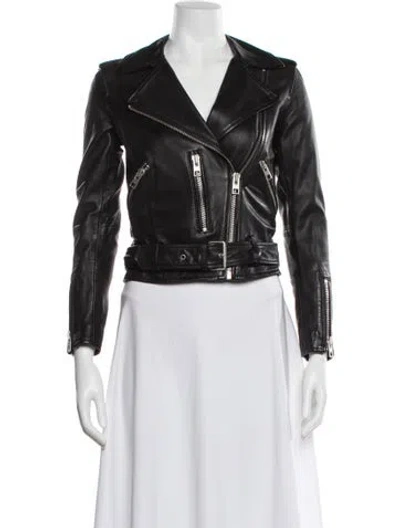 Pre-owned Allsaints Leather Biker Jacket In Black