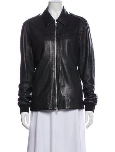Pre-owned Allsaints Leather Biker Jacket In Black