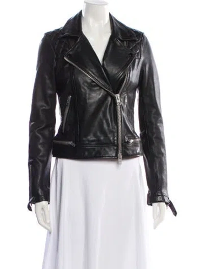 Pre-owned Allsaints Leather Biker Jacket In Black