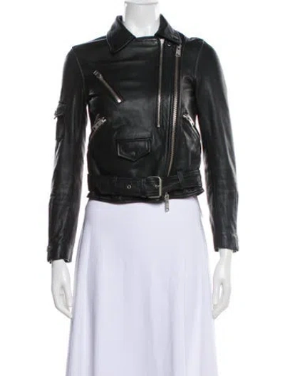 Pre-owned Allsaints Leather Biker Jacket In Black