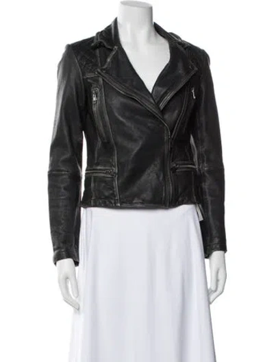 Pre-owned Allsaints Leather Biker Jacket In Black