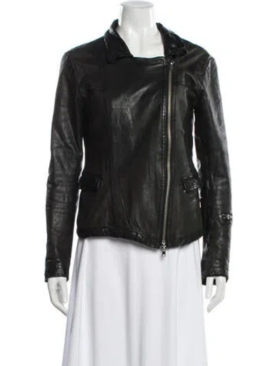 Pre-owned Allsaints Leather Biker Jacket In Black