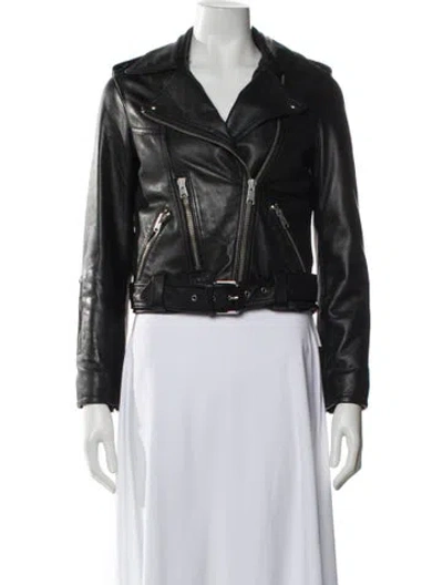 Pre-owned Allsaints Leather Biker Jacket In Black