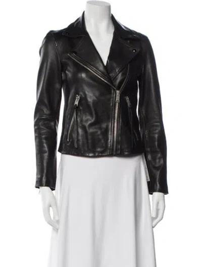 Pre-owned Allsaints Leather Biker Jacket In Black