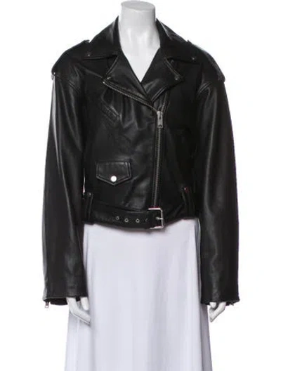 Pre-owned Allsaints Leather Biker Jacket In Black