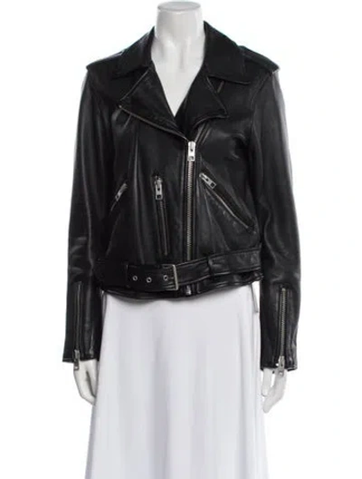 Pre-owned Allsaints Leather Biker Jacket In Black