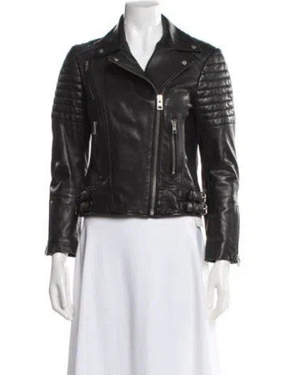 Pre-owned Allsaints Leather Biker Jacket In Black